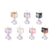 7Pcs Handmade Lampwork Pendants, Cat Shape, with Glass, Golden, 31.5x14x12mm, Hole: 2.5mm