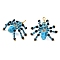 Halloween Theme Dyed Synthetic Turquoise & Glass Seed Beads Pendants, Skull Spider Charms, Deep Sky Blue, 32x32x18mm, Hole: 3x2.5mm