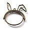 Rabbit Rotatable Alloy Swivel Open Back Bezel Pendants, For DIY UV Resin, Epoxy Resin, Cadmium Free & Nickel Free & Lead Free, Antique Bronze, 35x33.5x3.5mm, Hole: 1.4mm