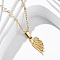 Wing 304 Stainless Steel Pendant Necklaces, Ion Plating(IP), Real 18K Gold Plated, 17.91 inch(45.5cm)