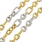 Ion Plating(IP) 304 Stainless Steel Two-Tone Link Chains, with Spool, Unwelded, Real 18K Gold Plated, 14x9x2mm, about 32.81 Feet(10m)/Roll