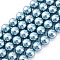 Shell Pearl Beads Strands, Round, Sky Blue, 10.5mm, Hole: 0.9mm, about 40pcs/strand, 16.06''(40.8cm)