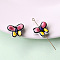 Handmade Porcelain Beads, Famille Rose Porcelain, Butterfly, Pale Violet Red, 18x13mm