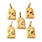 304 Stainless Steel Charms, with Rhinestone, Ion Plating(IP), Real 14K Gold Plated, Rectangle, Mixed Color, 17x10.5x3.5mm, Hole: 5x3mm