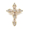 Brass Micro Pave Clear Cubic Zirconia Pendants, Cross, Rack Plating, Long-Lasting Plated, Lead Free & Cadmium Free, Real 18K Gold Plated, 22.5x16.5x4mm, Hole: 3.5mm