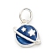 925 Sterling Silver Blue Enamel Pendants, with Jump Rings and 925 Stamp, Silver Color Plated, Planet, 15x8.5x2mm, Hole: 3.5mm