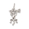 925 Sterling Silver Long-tailed Devil Charms, Rhodium Plated, Platinum, 14x9.5x1.5mm, Hole: 3.5mm