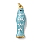 Brass Enamel Pendants, Fish, Long-Lasting Plated, Rack Plating, with Jump Ring, Golden, Dark Turquoise, 24.5x7.5x5.5mm