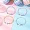 4Pcs 4 Colors Synthetic Frosted Moonstone Round Beaded Stretch Bracelets, with Shell Pearl Beads, Mixed Color, Inner Diameter: 2-1/8 inch(5.5cm), 1pc/color