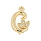 Brass Crystal Rhinestone Letter Links Connector Charms, Real 18K Gold Plated, Letter C, 15x10x4mm,  Hole: 1.2mm and 1.5mm