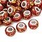 Opaque Resin Rondelle European Beads, with Gold Foill & Silver Tone Brass Double Cores, Large Hole Beads, Red, 13.8x8.5mm, Hole: 4.5~5mm