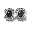 Natural Sodalite Multi-Strand Links, Rectangle, with Brass Micro Pave Cubic Zirconia Findings, Rack Plating, Lead Free & Cadmium Free, 21.5x17.5x10.5mm, Hole: 2mm