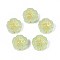 Transparent Glass Beads, Flower, Golden Metal Enlaced, Light Green, 14~14.5x5.5~6mm, Hole: 1~1.2mm