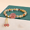 Natural Rutilated Quartz Round Beads Stretch Bracelets, Paw Print, Inner Diameter: 2-1/8 inch(5.5cm)