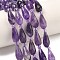 Natural Amethyst Beads Strands, Faceted, Teardrop, with Seed Beads, 15~17.5x8~8.5mm, Hole: 0.8~0.9mm, about 20~21pcs/strand, 15.12''~15.91''(38.4~40.4cm)