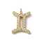 Ion Plating(IP) 304 Stainless Steel Micro Pave Cubic Zirconia Charms, Constellation, Gemini, 13x9x2mm, Hole: 1.8mm