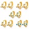 Evil Eye Real 18K Gold Plated Brass Hoop Earrings, with Enamel and Clear Cubic Zirconia, Mixed Color, 11x9mm