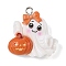 Halloween Themes Opaque Resin Pendants, with Platinum Iron Loops, Ghost, 26x24.5x8mm, Hole: 2mm