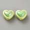 Opaque Acrylic Beads, Heart, Light Green, 15x17.5x12mm, Hole: 3mm