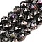 Transparent Electroplate Glass Beads Strands, Faceted, Round, Black, 9.5~10mm, Hole: 1.2mm, about 59pcs/strand, 22.05''(56cm)