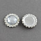 Shining Flat Back Faceted Half Round Acrylic Rhinestone Cabochons, with Grade A Crystal Rhinestones and Brass Cabochon Settings, Silver Color Plated Metal Color, Clear, 18x5.5mm