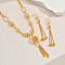 Alloy Hollow Round Beaded Tassel Earrings & Necklaces Sets for Women, Golden