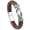 Minimalist Punk Alloy Hollow Knot Link Bracelet, PU Leather Cord Bracelet with Magnetic Buckles, Saddle Brown, 8-7/8 inch(22.5cm)