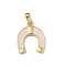 Brass Enamel Pendants, Horseshoes Charm, White, 17x14x1.6mm, Hole: 4x2.5mm