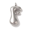 Non-Tarnish Ion Plating(IP) 304 Stainless Steel Pendants, Balloon Letter Charm, Stainless Steel Color, Letter F, 26.5x12.5x6mm, Hole: 2mm