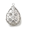 Brass Pendants, Cadmium Free & Nickel Free & Lead Free, Teardrop, Hollow, Platinum, 35x22x11mm, Hole: 2mm