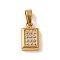 Ion Plating(IP) 304 Stainless Steel Pendants, with Cubic Zirconia, Rectangle Charm, Clear, Golden, 10x6x2.5mm, Hole: 4x2mm