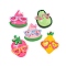 Opaque Resin Decoden Cabochons, Cartoon Fruit with Glasses, Mixed Shapes, Mixed Color, 27.5~32x22.5~24x6~7.5mm