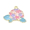 Alloy Enamel Pendants, Flower, Hot Pink, 19.5x27.5x1.5mm, Hole: 1.8mm