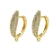 Brass Micro Pave Clear Cubic Zirconia Oval Hoop Earring Findings, Cadmium Free & Lead Free, Long-Lasting Plated, Rack Plating, Real 18K Gold Plated, 22x16x5mm, Hole: 1.2mm, Pin: 0.9mm