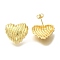 Rack Plating Heart Brass Stud Earrrings, Long-Lasting Plated, Cadmium Free & Lead Free, Real 18K Gold Plated, 19.5x21.5mm