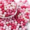 Opaque Acrylic Beads, Round, Pink, 7~7.5x7.5~7.8x7.5~7.8mm, Hole: 1.6mm