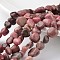 Nuggets Natural Rhodonite Bead Strands, Tumbled Stone, 12~16x8~13x6~8mm, Hole: 1mm, about 53pcs/strand, 15.3 inch