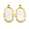 PVD Vacuum Plating 304 Stainless Steel Pendants, with Pave Shell, Oval Charm, Real 18K Gold Plated, 16.5x9x1.5mm, Hole: 1.6mm