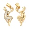 Brass Micro Pave Cubic Zirconia Pendants, Deer, Real 18K Gold Plated, 21x12x3mm, Hole: 3.5x2.5mm