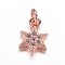 Brass Micro Pave Cubic Zirconia Pendants, for Jewish, Star of David Charms, Rose Gold, 9.5x6.5x2mm, Hole: 2mm
