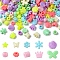 50Pcs 10 Styles Opaque Plastic Beads, Mixed Shapes, Mixed Color, 8~14x8~17.5x4.5~7.5mM, Hole: 1.5~3.5mm, 50pcs/style