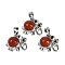 Natural Red Jasper Pendants, Rack Plating Brass Rhinestone Elephant Charms, Platinum, Cadmium Free & Lead Free, 17.5x20.5x8mm, Hole: 5x8mm