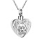 Stainless Steel Pendant Necklaces, Urn Ashes Necklace, Heart with Wing, Clear, 0.98x0.71 inch(2.5x1.8cm)