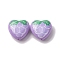Opaque Acrylic Beads, Heart with Fruit, Grape, 17x18x8.5mm, Hole: 1.6mm