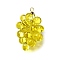 Grape Brass Acrylic Pendants, Lead Free & Cadmium Free, Rack Plating, Long-Lasting Plated, Golden, Yellow, 26.5x16.5x16.5mm, Hole: 1.6mm