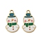 Christmas 304 Stainless Steel Enamel Pendants, Real 14K Gold Plated, Snowman, 17.5x10x1.5mm, Hole: 1.8mm