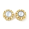 Hollow Brass Beads, with ABS Plastic Pearl and Resin, Flower, Real 18K Gold Plated, 11x7mm, Hole: 1.2mm