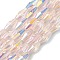 Transparent Electroplate Glass Beads Strands, AB Color Plated, Faceted, Bicone, Misty Rose, 8x4mm, Hole: 0.8mm, about 63~66pcs/strand, 20.47~21.26 inch(52~54cm)