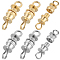 50Pcs 2 Colors Brass Screw Clasps, Real Gold Plated & Real Platinum Plated, 14x4mm, Hole: 3x2mm, 25pcs/color