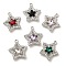 Alloy Pendants, with Rhinestone & Glass, Lead Free & Cadmium Free & Nickel Free, Rack Plating, Star, Mixed Colorr, Platinum, 22x20x4mm, Hole: 1.8mm